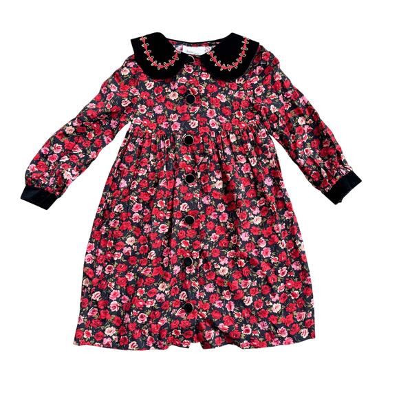 Vtg 1990s Girls Bonnie Jean Floral Dress Size 6